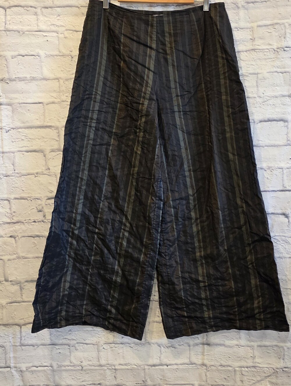 Sarah Pacini Metallic Stripe Wide Leg Pants Size 3 Made in Italy
